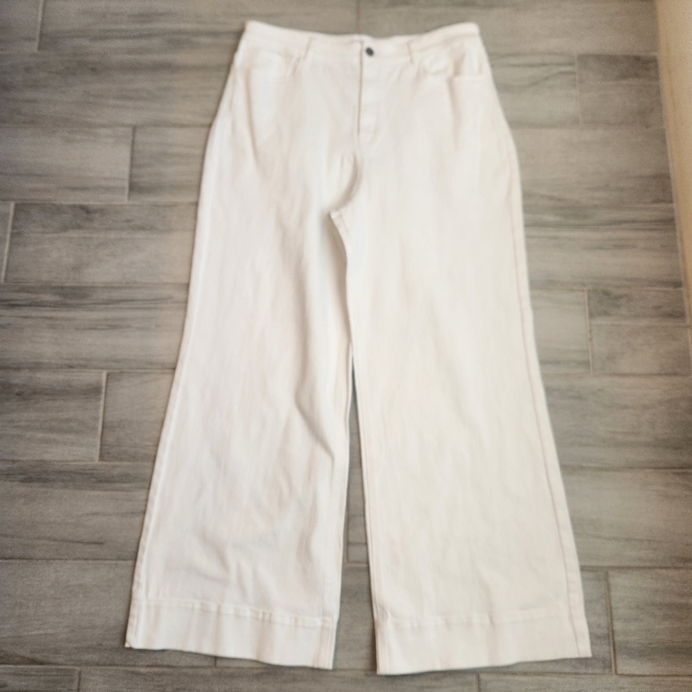 Tyler Boe Jeans Women's 14 White Denim Wide Leg High Waist Bohochic New $195